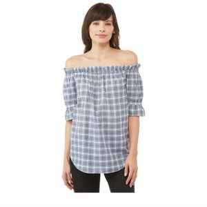 Michael Kors Glam Check Off-Shoulder Top Size L